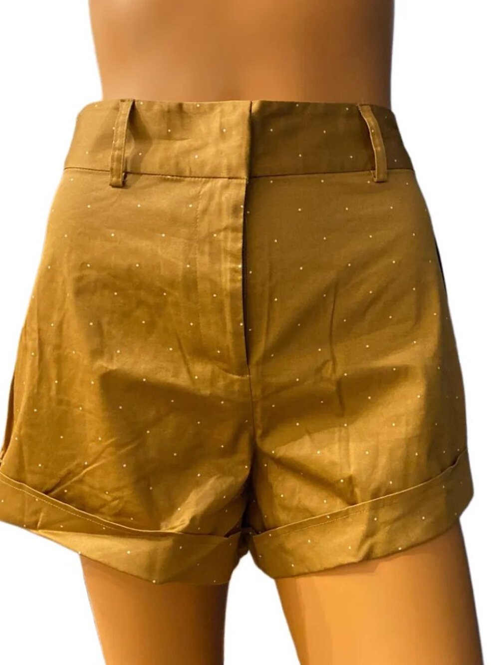 Danielle Bernstein Polka Dot High Rise Cuffed Shorts